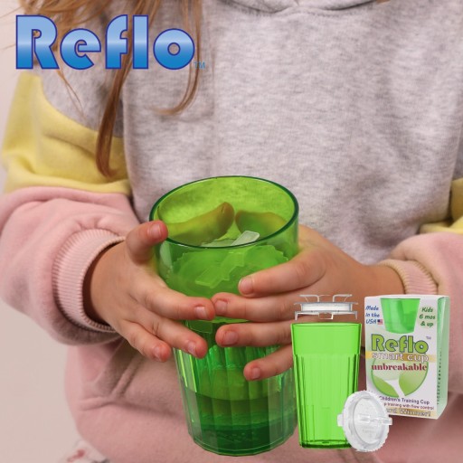 Тренировочная кружка REFLO — пейте как из стакана, кружка со вкладышем, ЗЕЛЕНАЯ