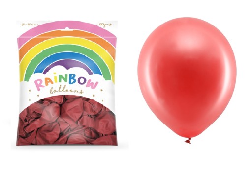 Balony 30cm metalizowane, czerwone metaliczne