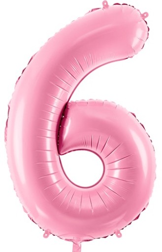 BALON FOLIOWY NA HEL CYFRA 6 RÓŻOWY DUŻY 86CM