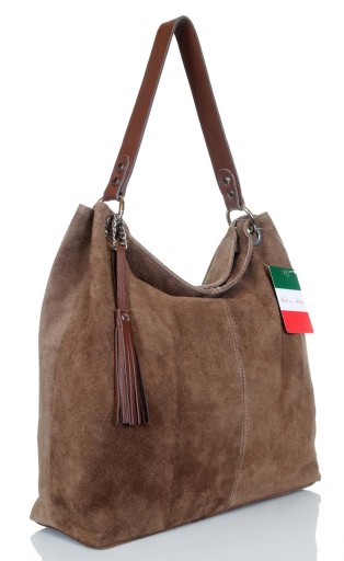 Сумка VERA PELLE Italian Suede BAG из натуральной кожи ZJ12 темно-серого цвета