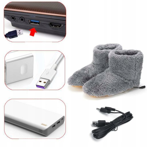 PODGRZEWANE KAPCIE ELEKTRYCZNE OCIEPLANE BUTY NA ZIMĘ 39-43 USB