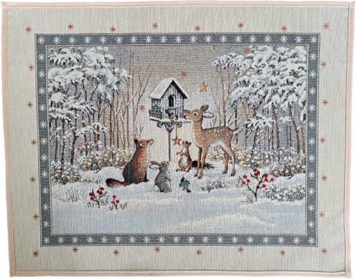 Serwetka 40x50 cm ze zwierzętami leśnymi podkładka ZIMOWA świąteczna WZORY