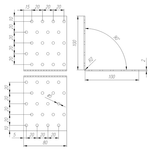 KĄTOWNIK MONTAŻOWY ŁĄCZNIK 100x100x80 1szt KM16