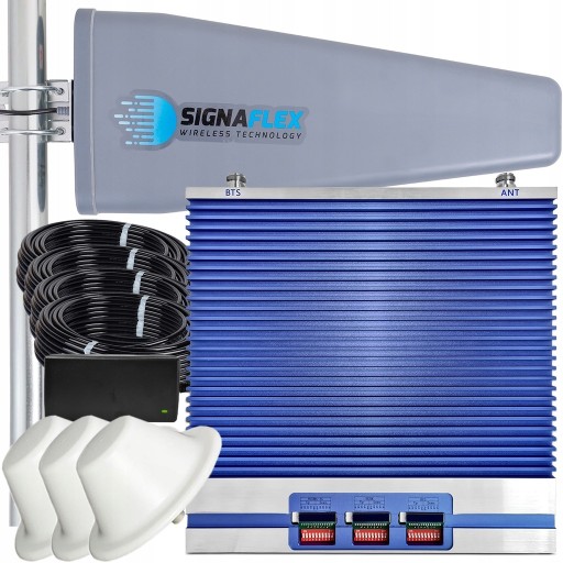 WZMACNIACZ SYGNAŁU TELEFONU INTERNETU EGSM 3G 4G LTE 5000m2 + ANTENY 15m