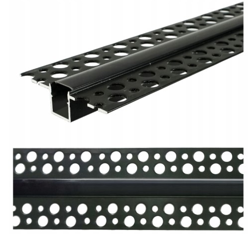 PROFIL aluminiowy do taśm LED płyt karton-gips KLOSZ czarny 2m