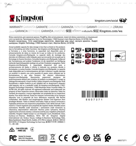 KINGSTON 8 ГБ microSDHC C10 UHS U3 V30 A1 100 МБ