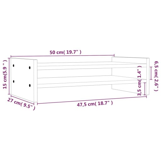 VidaXL Подставка для монитора, 50x27x15 см, массив дерева
