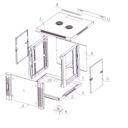 ШКАФ 19 6U 600x600 GERFORT ПОДВЕСНОЙ СЕРЫЙ
