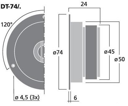MONACOR DT-74/8 Твит-динамик, 30 Вт, макс. 8 Ом