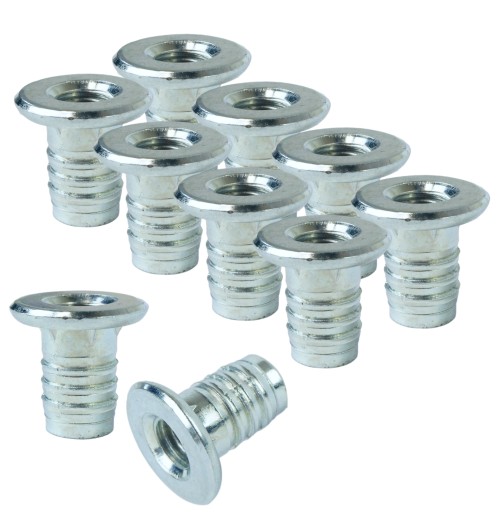 100x Mufa wbijana M8 x 16 mm z kołnierzem do drewna naturalnego ocynk biały