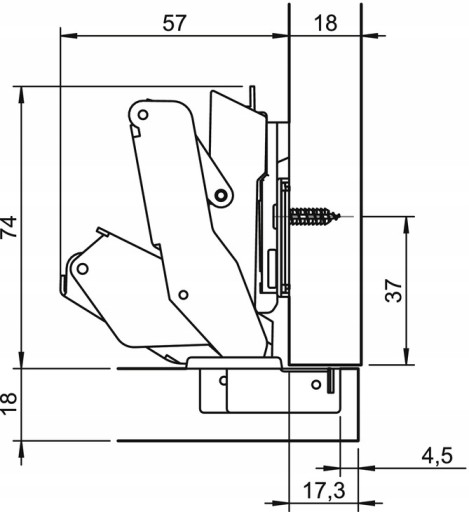 Петля FI35 со смещением нулевой точки 155° METALLA Hafele 3D с