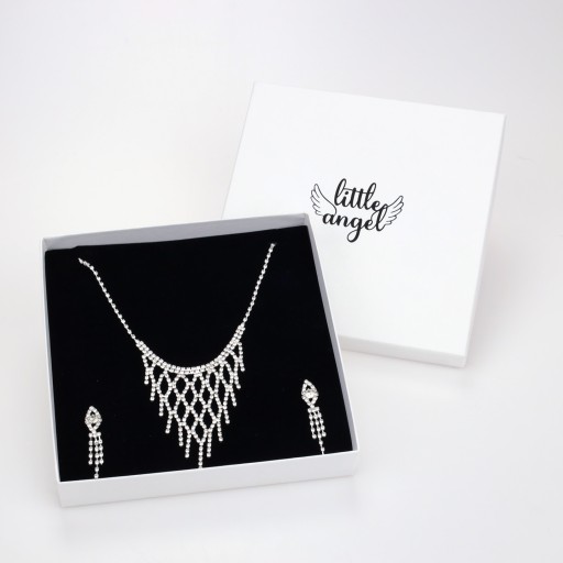 Серебряный SET Колье Серьги Колье с фианитами
