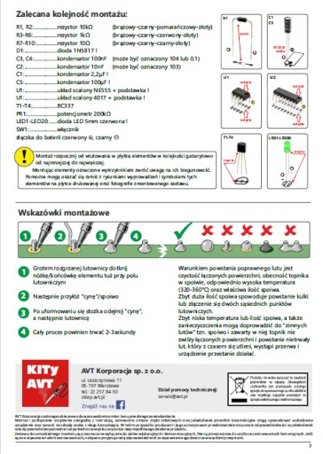 AVTEDU631 Wskaźnik kierunku LED - zestaw do nauki lutowania