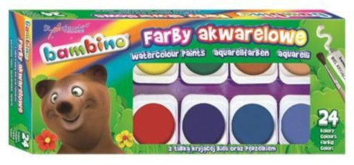 Bambino farby akwarelowe 24 kolory duża pastylka