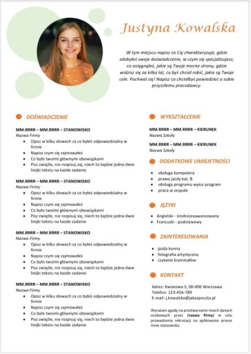 Редактируемый шаблон резюме в MS Word 2/22/CV
