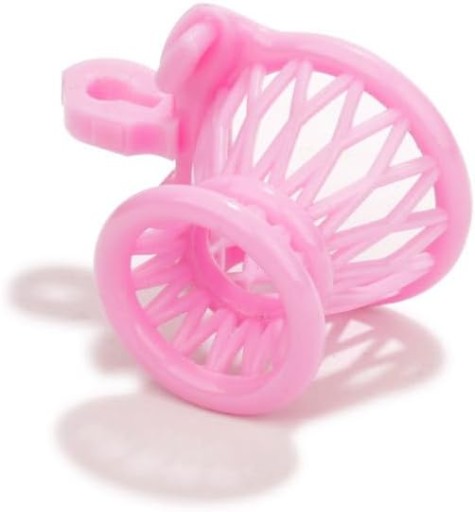 MAŁY RÓŻOWY PAS CNOTY INVERTED CHASTITY CAGE 4 RINGI
