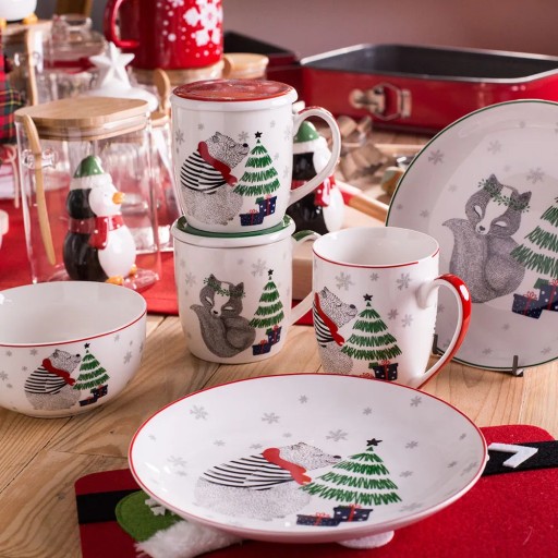 Рождественская миска, мишка, салатница, миска Altom Winter Friends, 13 см