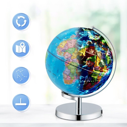 globus szkolny fizyczny mapa Ze światłem LED glob konstelacyjny 29cm 3w1