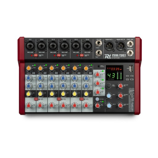 8-канальный студийный микшер PDM-Y801 BT phantom +48V Power Dynamics
