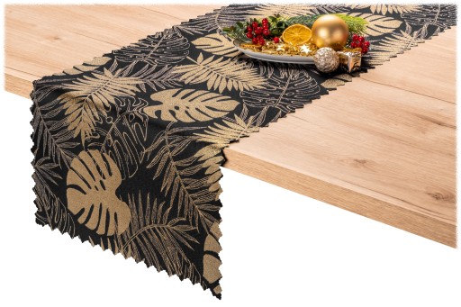bieżnik DWUSTRONNY 45x140 DWUSTRONNY ZŁOTY czarny Monstera