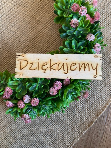 Tabliczka drewniana tekst grawer napis Dziękujemy do ramki pracy dekor DIY