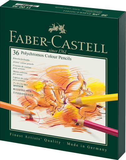 Мелки FABER-CASTELL Polychromos, 36 цветов, набор Studio Box, БОЛЬШОЙ набор