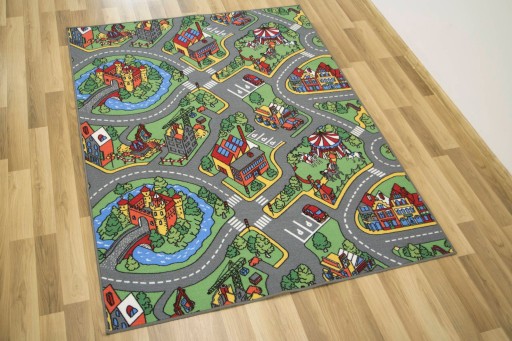DYWAN DLA DZIECKA MIASTO DROGA ULICZKI ULICE PLAC BUDOWY O-RALLY 150x200 cm
