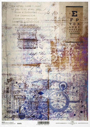 PAPIER RYŻOWY do decoupage A4 R1691 zegarek kieszonkowy maszyna do pisania