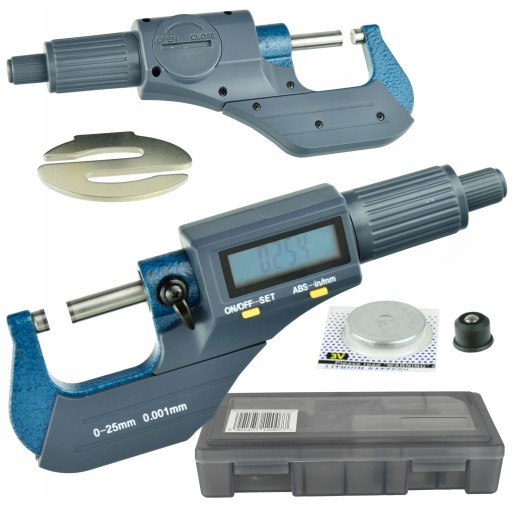 MIKROMETR ELEKTRONICZNY 0-25 mm 0,001 mm WALIZKA G01487 LCD PRECYZYJNY GEKO