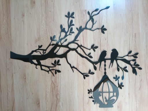 Украшение стен для 3D A056 Salon Birds на ветке 110x85 см.