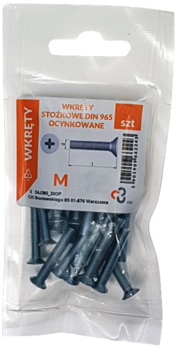 M3X20 DIN 965 Цинковые конические винты. 20 штук