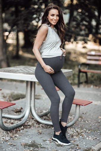 LEGGINSY CIĄŻOWE DŁUGIE GETRY Z PANELEM GRAFIT M
