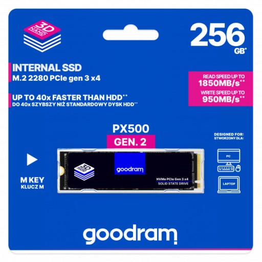 Твердотельный накопитель Goodram SSDPR-PX500-256-80-G2, 256 ГБ, M.2 PCIe