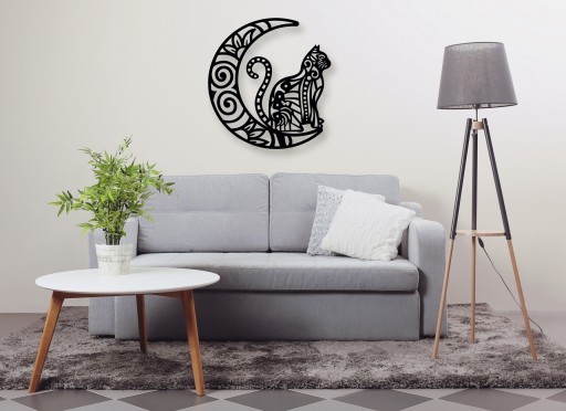 Dekoracja na ścianę salonu A110 KOT 70x66 cm ozdoba na ścianę