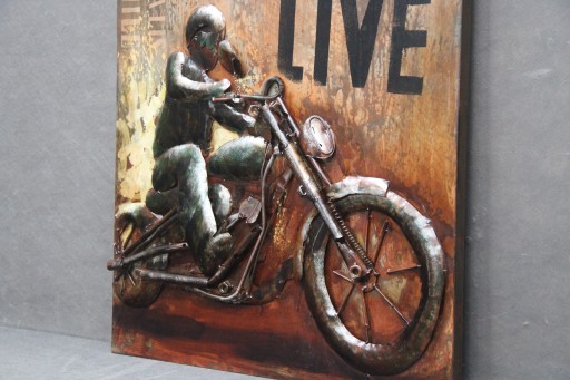 ИЗОБРАЖЕНИЕ 3D-металлический мотоцикл LIVE TO RIDE Трехмерный металлический Route 66 Harley