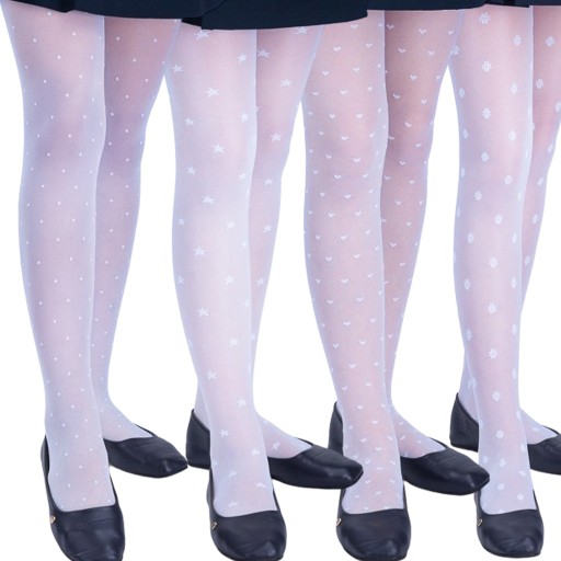 Piękne Rajstopy do Komunii 20den białe wzór serduszka Style Girl R-122