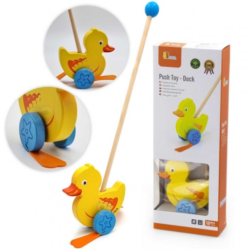 Pusher DUCK развитие движения утки по дереву VIGA Ходьба на палке 18м+