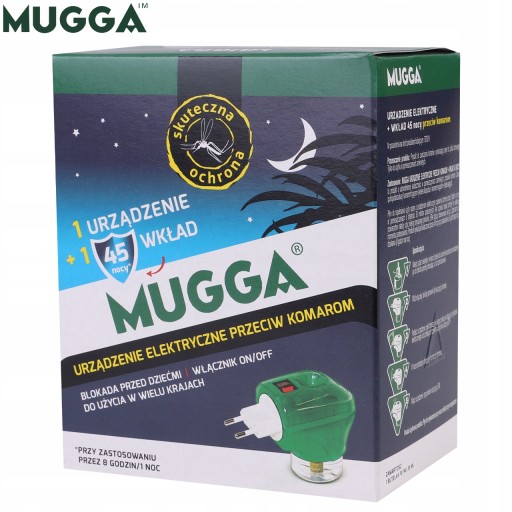 Elektrofumigator Mugga z wkładem 35 ml na komary do gniazdka noc środek