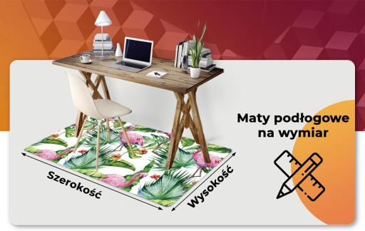Виниловый ковер с графикой: узоры «Листья» и «Фламинго».