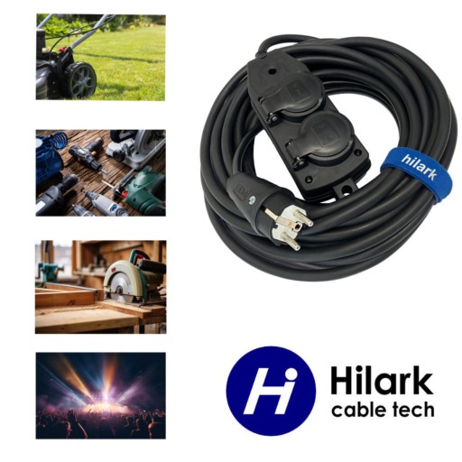 H05VV-F 3x2,5 Удлинитель 25 м с черной ветвью 4 гнезда IP44