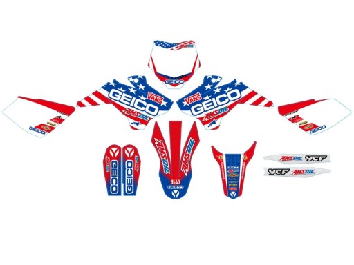 YCF SP3 150 GEICO 2015 комплект шпона, полный набор наклеек с графикой для питбайка