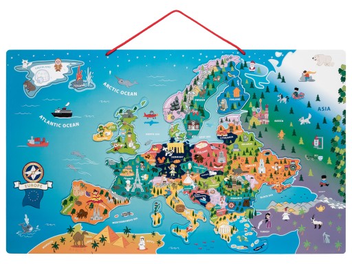 Playtive Magnetyczna mapa Europy z drewna w j.ang.