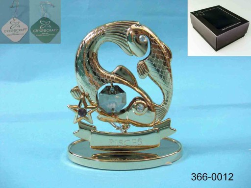 Золотая статуэтка знака зодиака РЫБЫ Swarovski Crystal