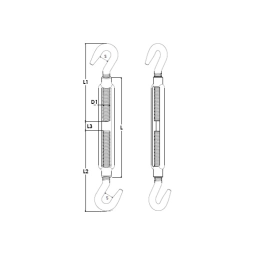 НЕРЖАВЕЮЩАЯ НЕРЖАВЕЮЩАЯ INOX INOX Талреп M8 Hak-Hak A4 - 10 шт.