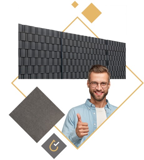 ОГРАЖДАЮЩАЯ ЛЕНТА 19 см × 2,6 м, АНТРАЦИТ + ЗАЩИТНЫЕ КЛИПСЫ С УФ-ЗАЩИТОЙ ДЛЯ ПАНЕЛЬНОГО ЗАБОРА