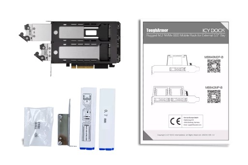 ICY DOCK Wyjmowana, 2-zatokowa obudowa M.2 NVMe SSD na PCIe 4.0 x8 do monta