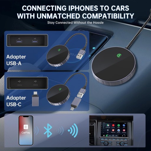 Adapter bezprzewodowy Car Play Szybko stabilny