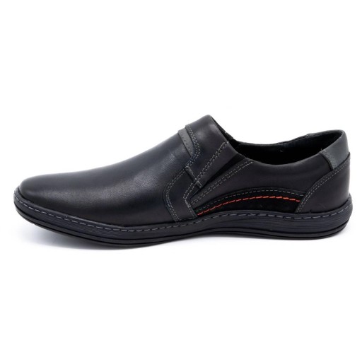 Buty męskie mokasyny skórzane wsuwane slip on POLSKIE 520 czarne 45