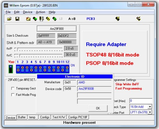 Адаптер 8/16-битный Flash Board SOP44 простой UFP 6.03