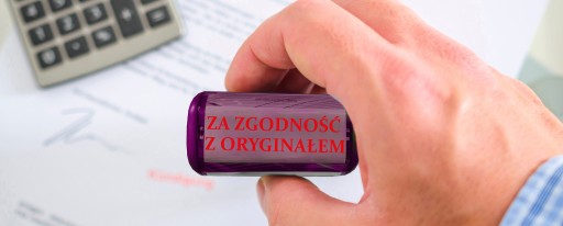 PIECZĄTKA ZA ZGODNOŚĆ Z ORYGINAŁEM TRODAT 8912 DO FIRMY BIURA FIOLETOWA